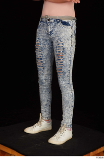 Isla blue jeans casual dressed leg lower body white sneakers…